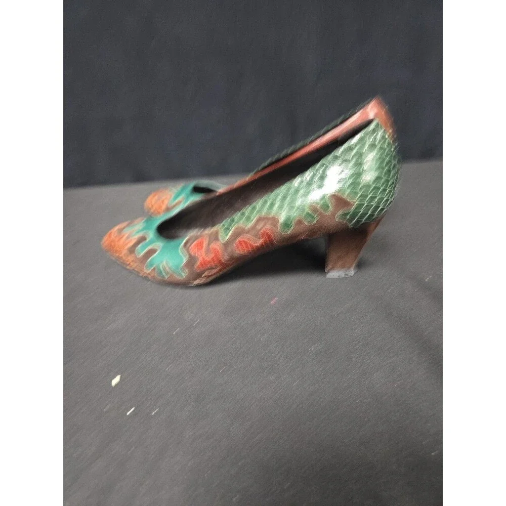 Andrea Pfister Neiman Marcus Italy Vintage Multicolor Leather Heels Shoes Size 8